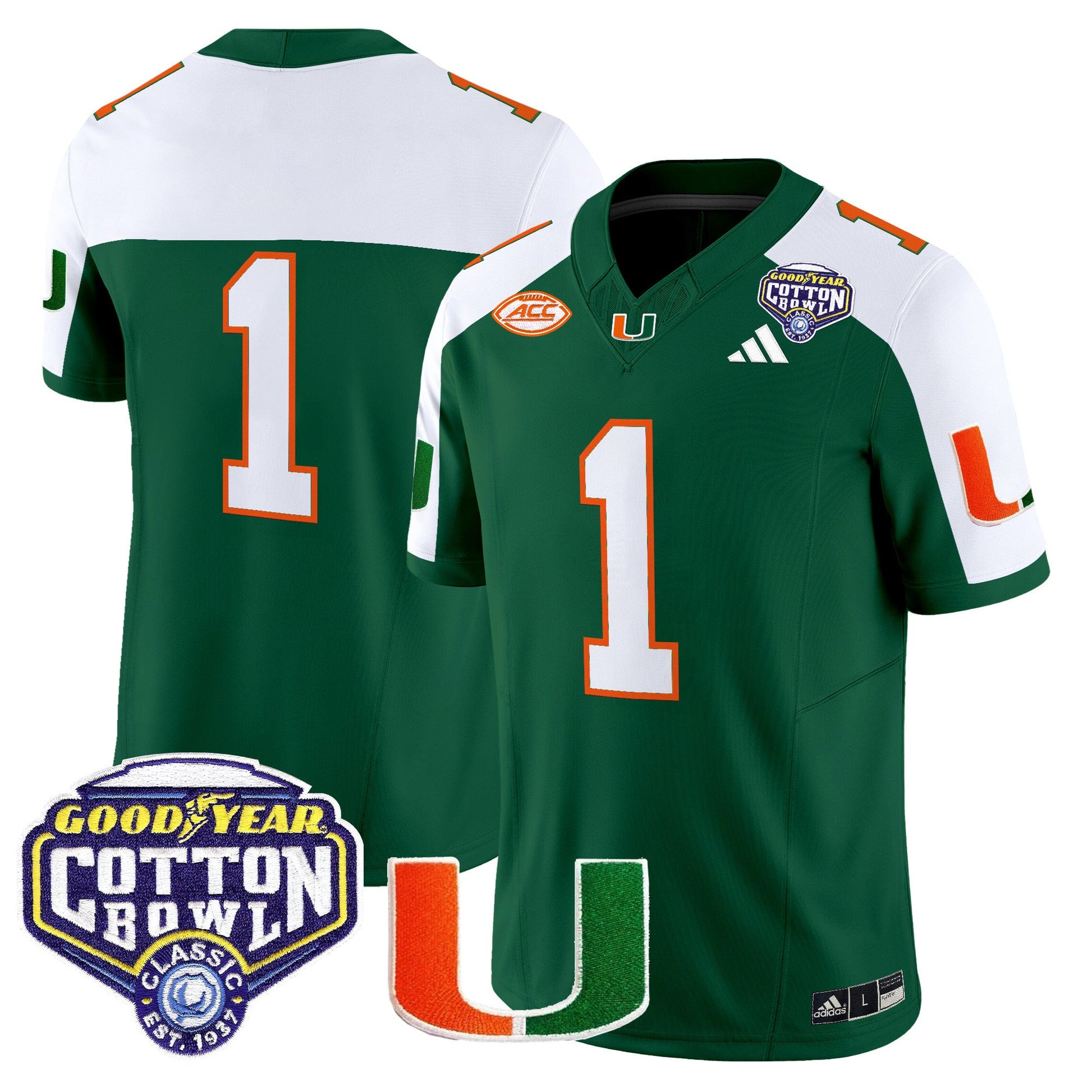 Men's Miami Hurricanes 2025 Vapor Limited Jersey - 2025 Cotton Bowl Patch - All Stitched