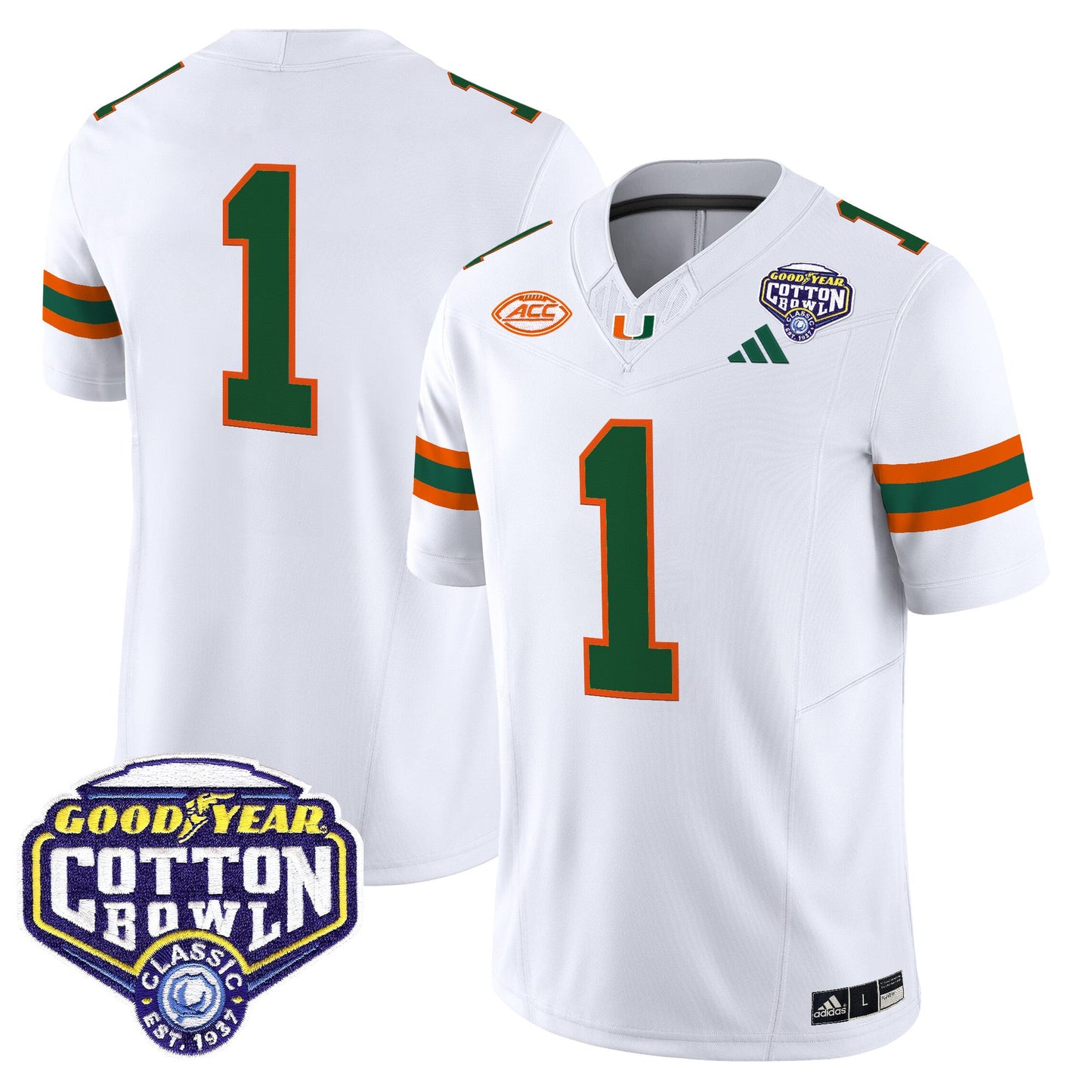 Men's Miami Hurricanes 2025 Vapor Limited Jersey - 2025 Cotton Bowl Patch - All Stitched