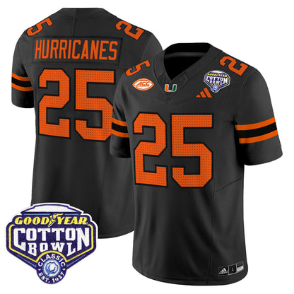 Men's Miami Hurricanes 2025 Vapor Limited Jersey - 2025 Cotton Bowl Patch - All Stitched