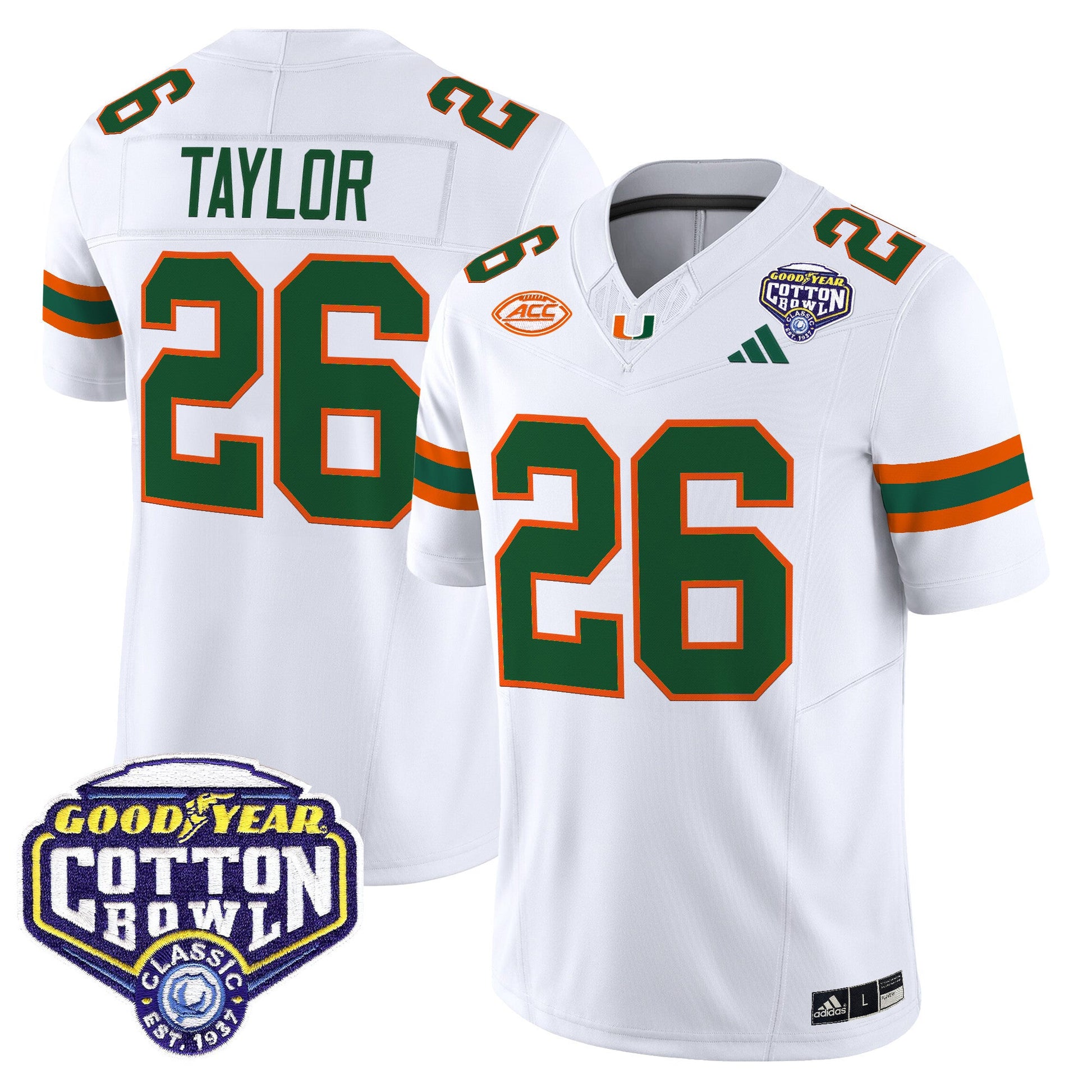 Men's Miami Hurricanes 2025 Vapor Limited Jersey - 2025 Cotton Bowl Patch - All Stitched