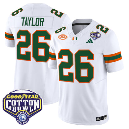 Men's Miami Hurricanes 2025 Vapor Limited Jersey - 2025 Cotton Bowl Patch - All Stitched