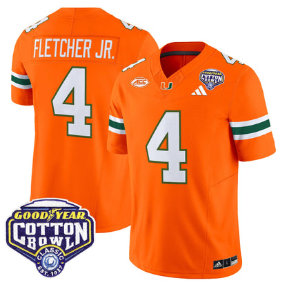 Men's Miami Hurricanes 2025 Vapor Limited Jersey - 2025 Cotton Bowl Patch - All Stitched