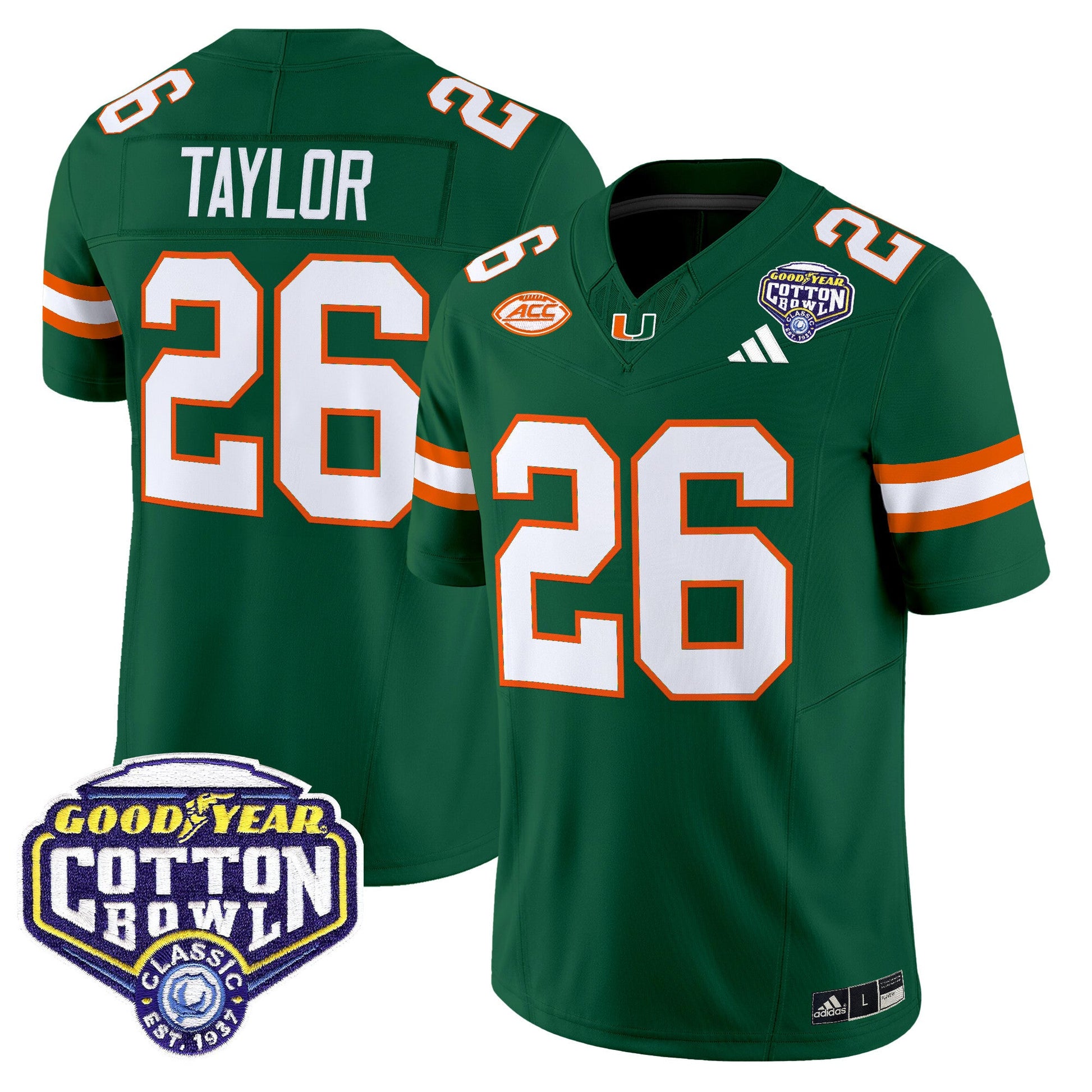 Men's Miami Hurricanes 2025 Vapor Limited Jersey - 2025 Cotton Bowl Patch - All Stitched