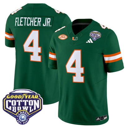 Men's Miami Hurricanes 2025 Vapor Limited Jersey - 2025 Cotton Bowl Patch - All Stitched