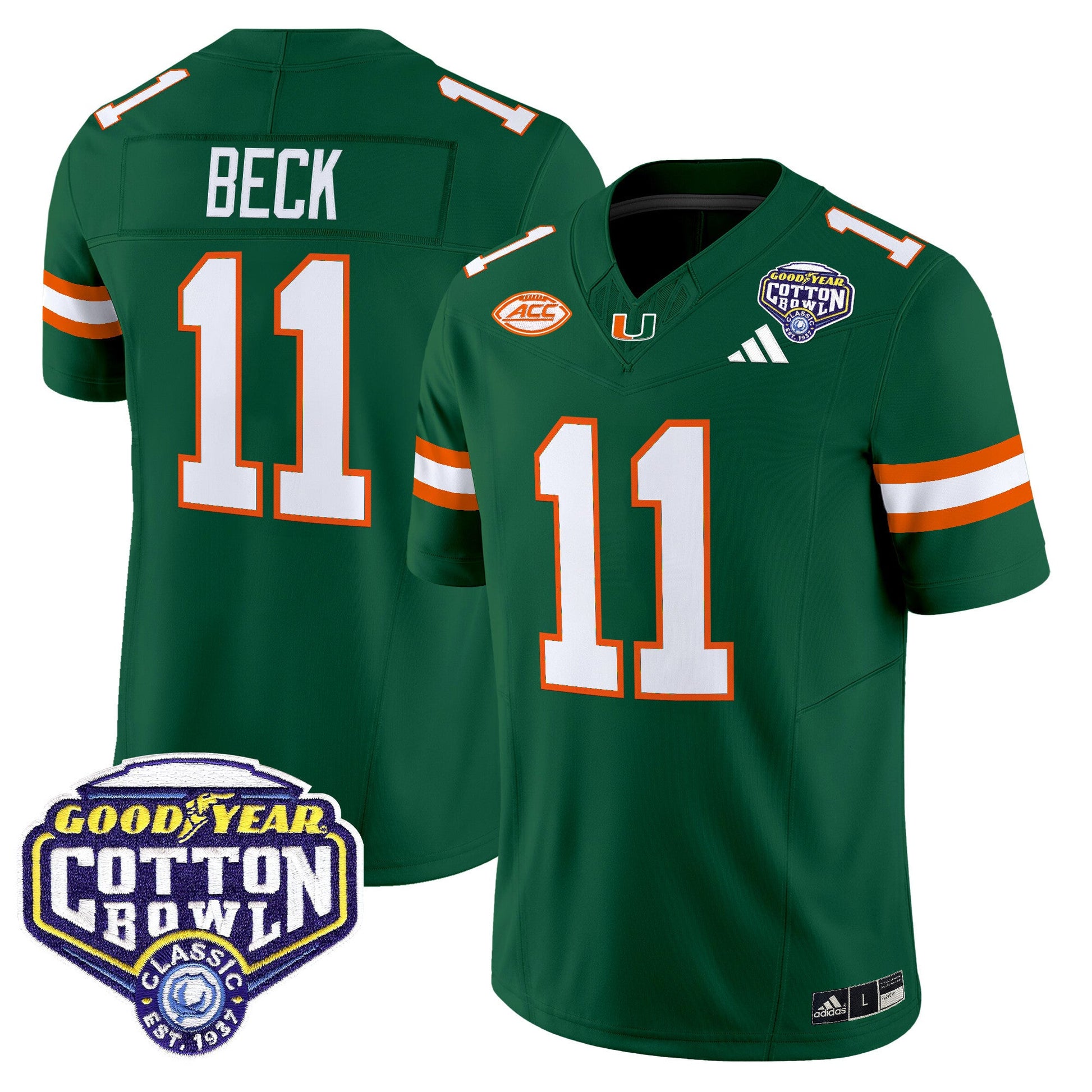 Men's Miami Hurricanes 2025 Vapor Limited Jersey - 2025 Cotton Bowl Patch - All Stitched