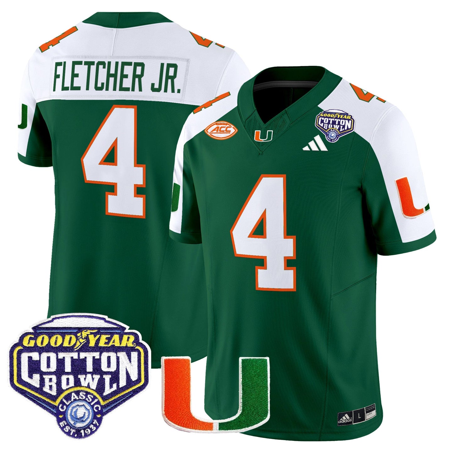 Men's Miami Hurricanes 2025 Vapor Limited Jersey - 2025 Cotton Bowl Patch - All Stitched