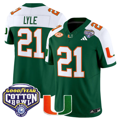 Men's Miami Hurricanes 2025 Vapor Limited Jersey - 2025 Cotton Bowl Patch - All Stitched