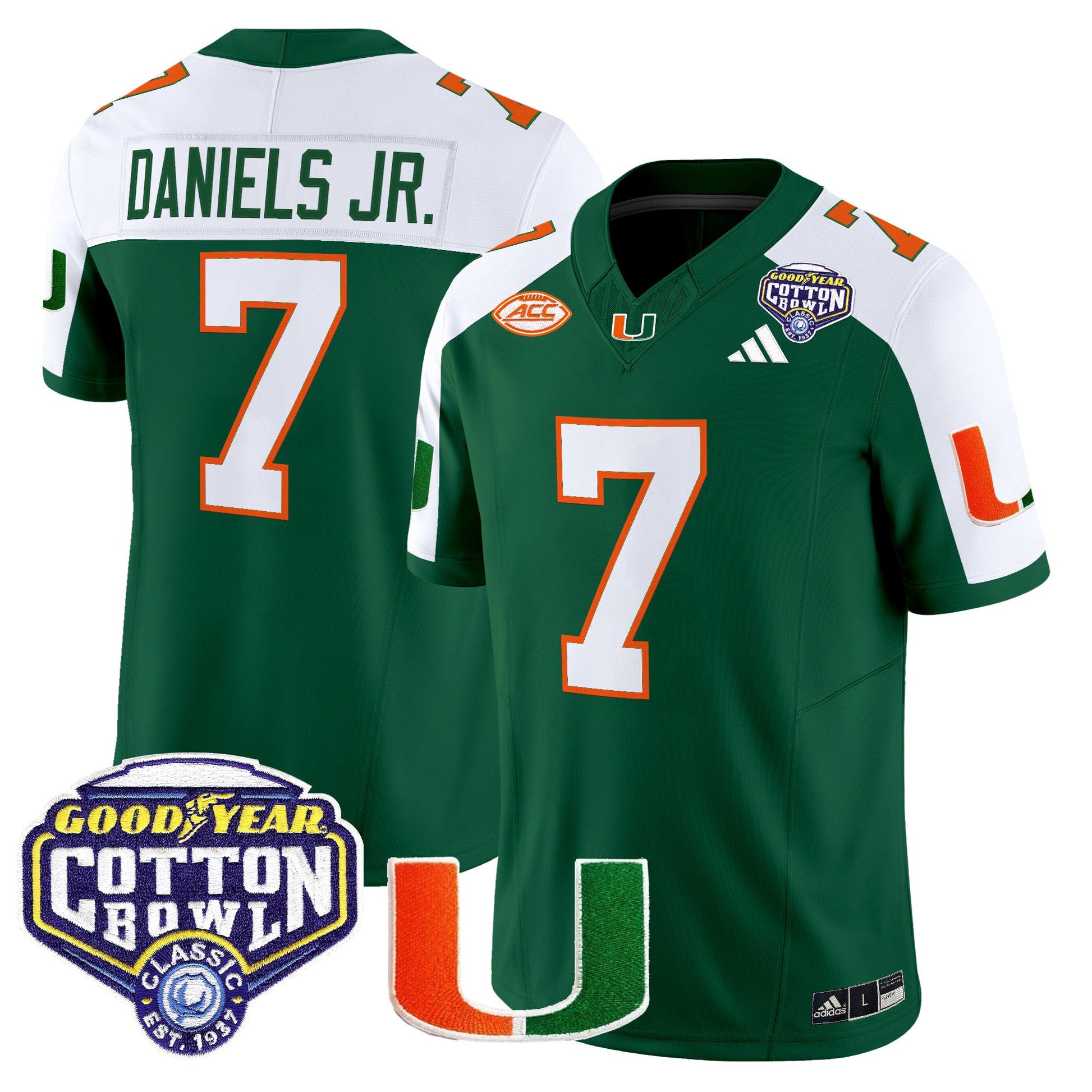 Men's Miami Hurricanes 2025 Vapor Limited Jersey - 2025 Cotton Bowl Patch - All Stitched