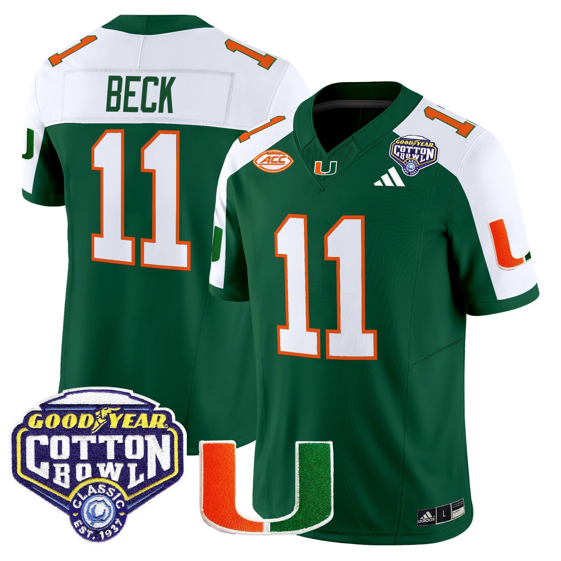 Men's Miami Hurricanes 2025 Vapor Limited Jersey - 2025 Cotton Bowl Patch - All Stitched