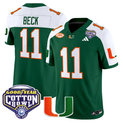 Men's Miami Hurricanes 2025 Vapor Limited Jersey - 2025 Cotton Bowl Patch - All Stitched