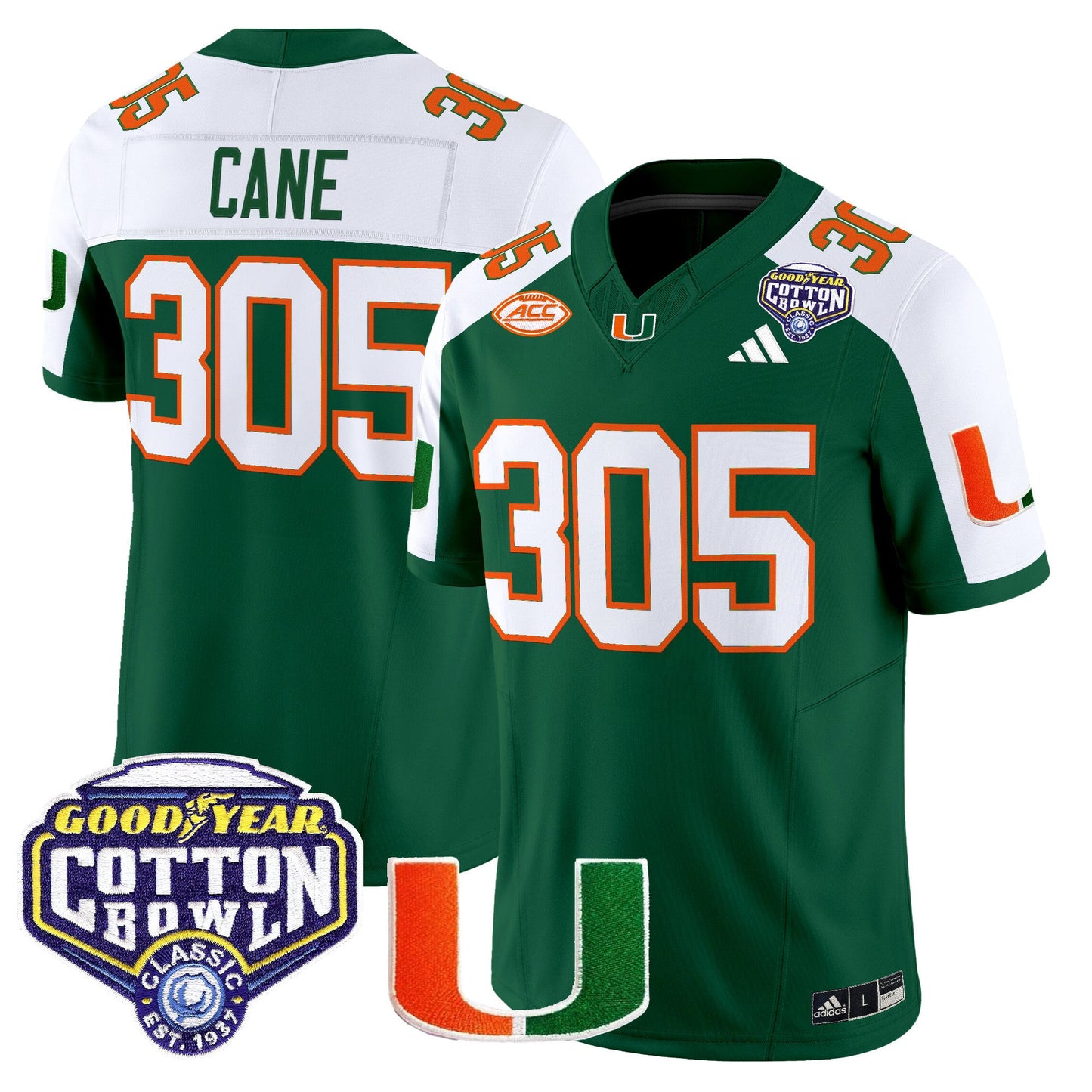 Men's Miami Hurricanes 2025 Vapor Limited Jersey - 2025 Cotton Bowl Patch - All Stitched