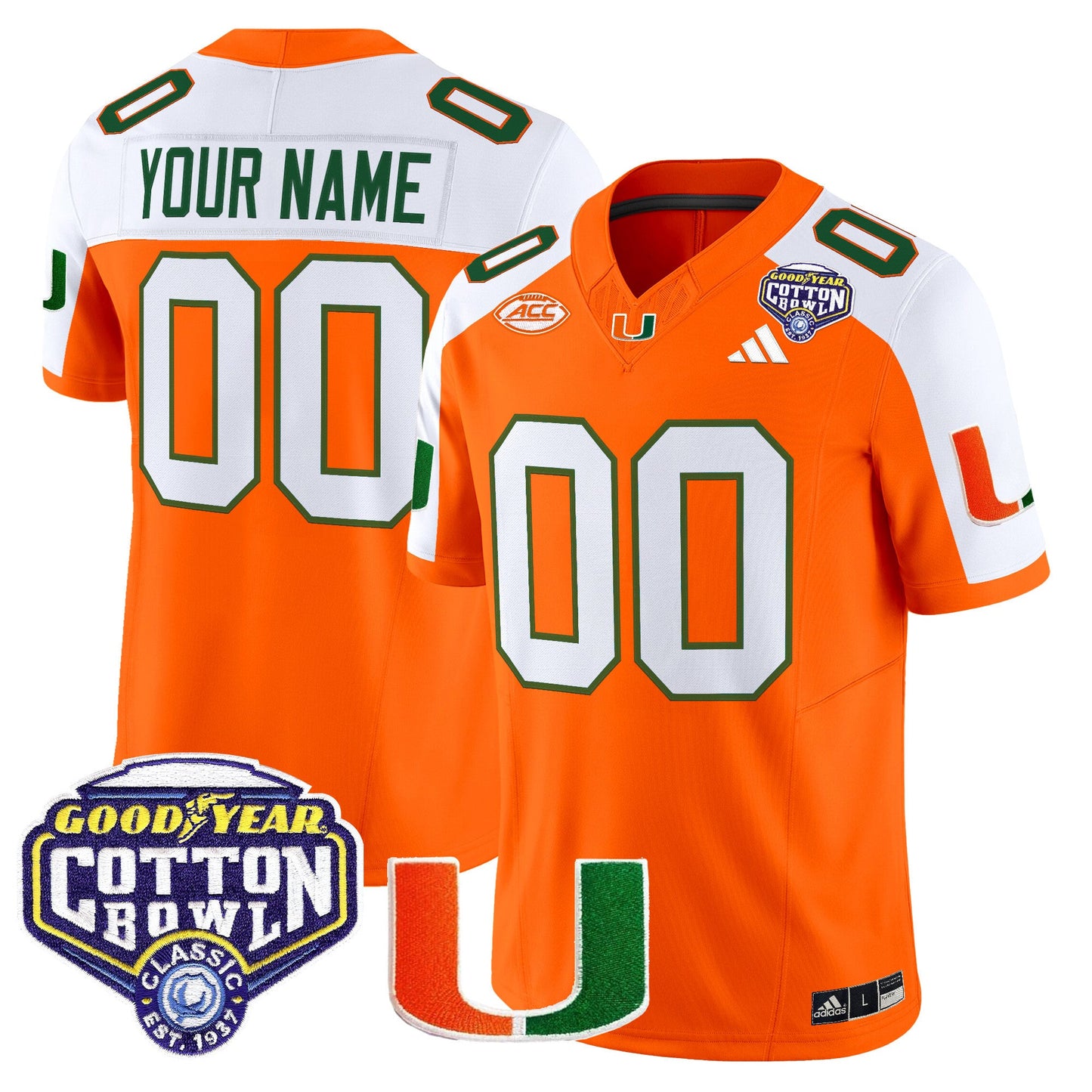 Miami Hurricanes 2025 Vapor Limited Custom Jersey - 2025 Cotton Bowl Patch - All Stitched