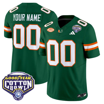 Miami Hurricanes 2025 Vapor Limited Custom Jersey - 2025 Cotton Bowl Patch - All Stitched