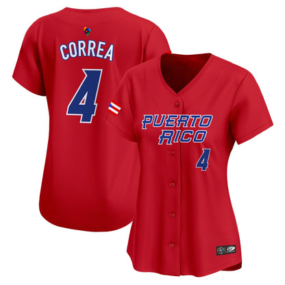 Women's Team Puerto Rico World Baseball Classic Vapor Premier Jersey - 2026 Roster - All Stitched