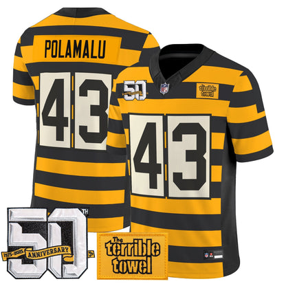 Pittsburgh Steelers Bumblebee 50th Terrible Towel Vapor Limited Jersey - All Stitched