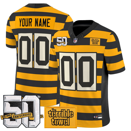 Pittsburgh Steelers Bumblebee 50th Terrible Towel Vapor Limited Custom Jersey - All Stitched