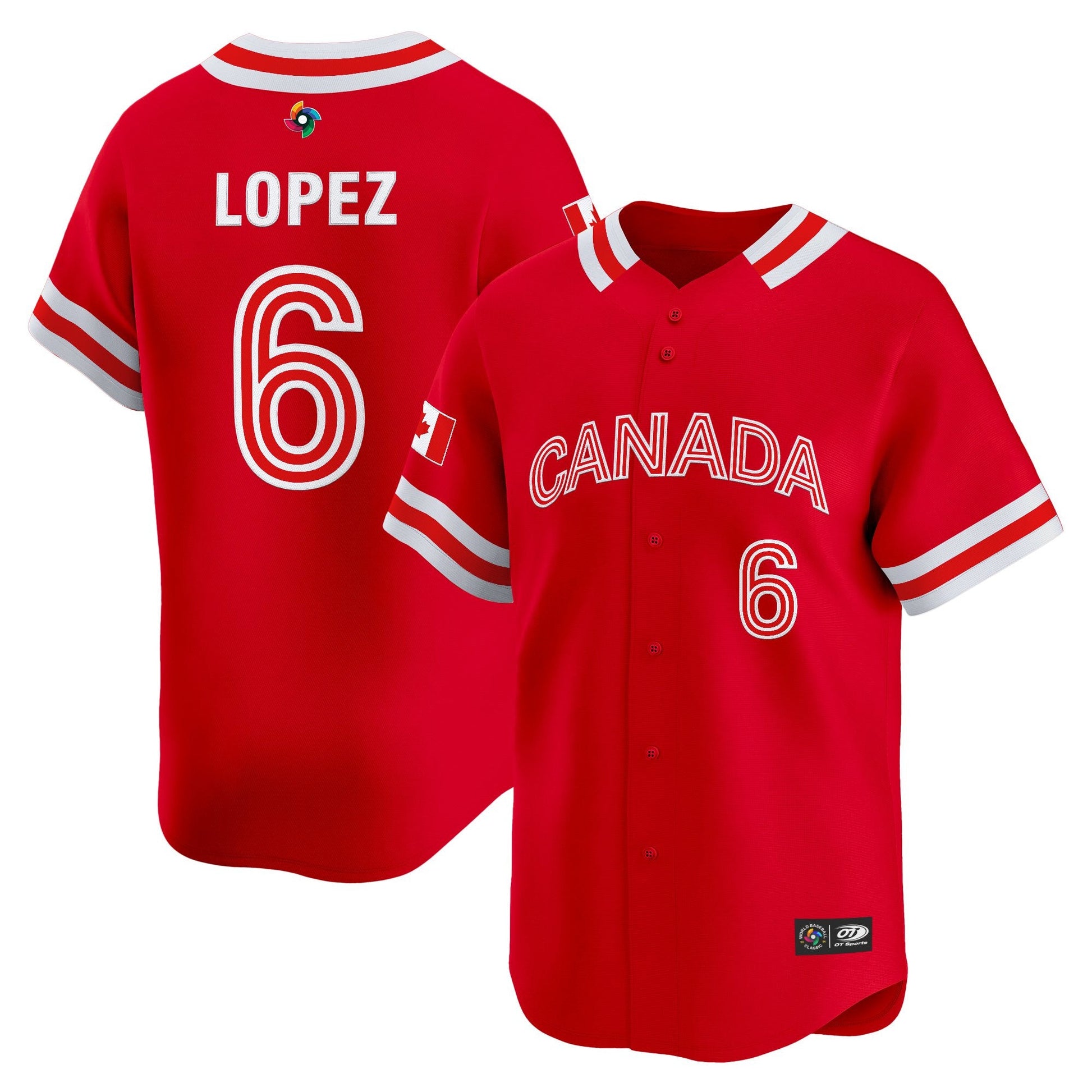 Men's Team Canada World Baseball Classic Vapor Premier Jersey - 2026 Roster (Projected Number) - All Stitched