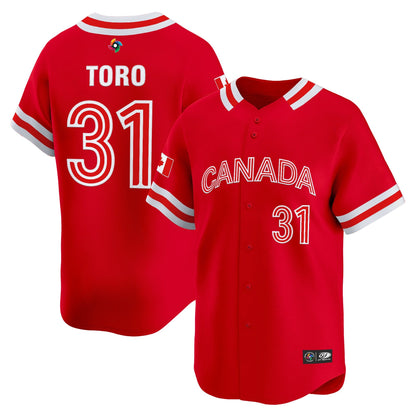 Men's Team Canada World Baseball Classic Vapor Premier Jersey - 2026 Roster (Projected Number) - All Stitched