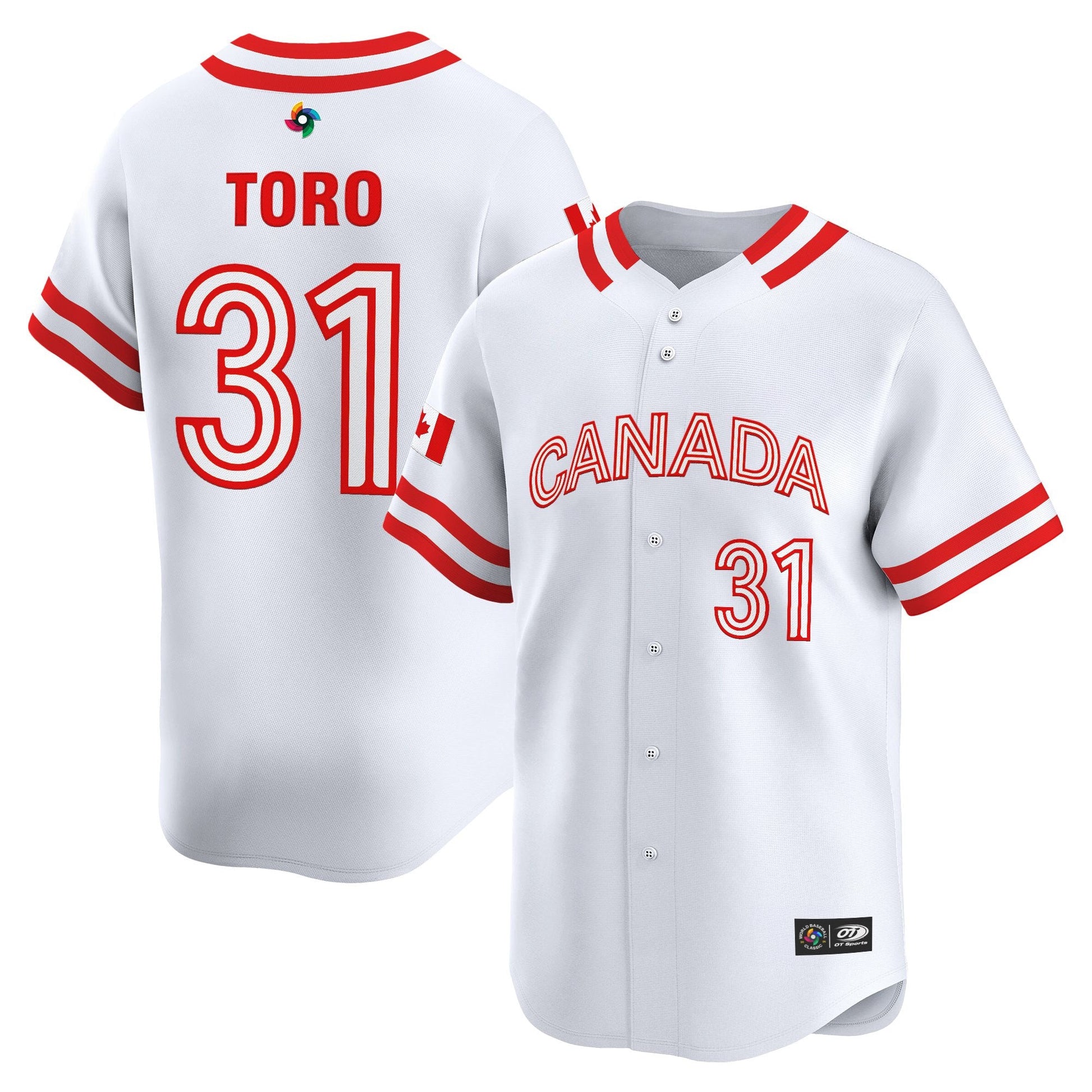 Men's Team Canada World Baseball Classic Vapor Premier Jersey - 2026 Roster (Projected Number) - All Stitched