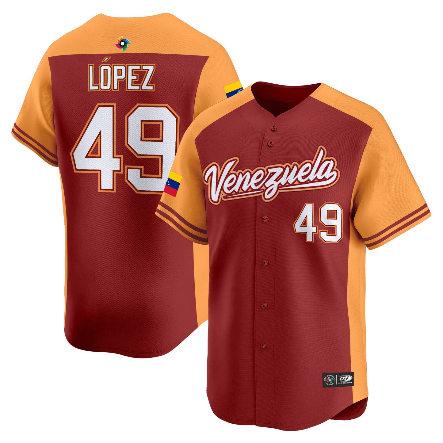 Men's Team Venezuela World Baseball Classic Vapor Premier Jersey - 2026 Roster - All Stitched