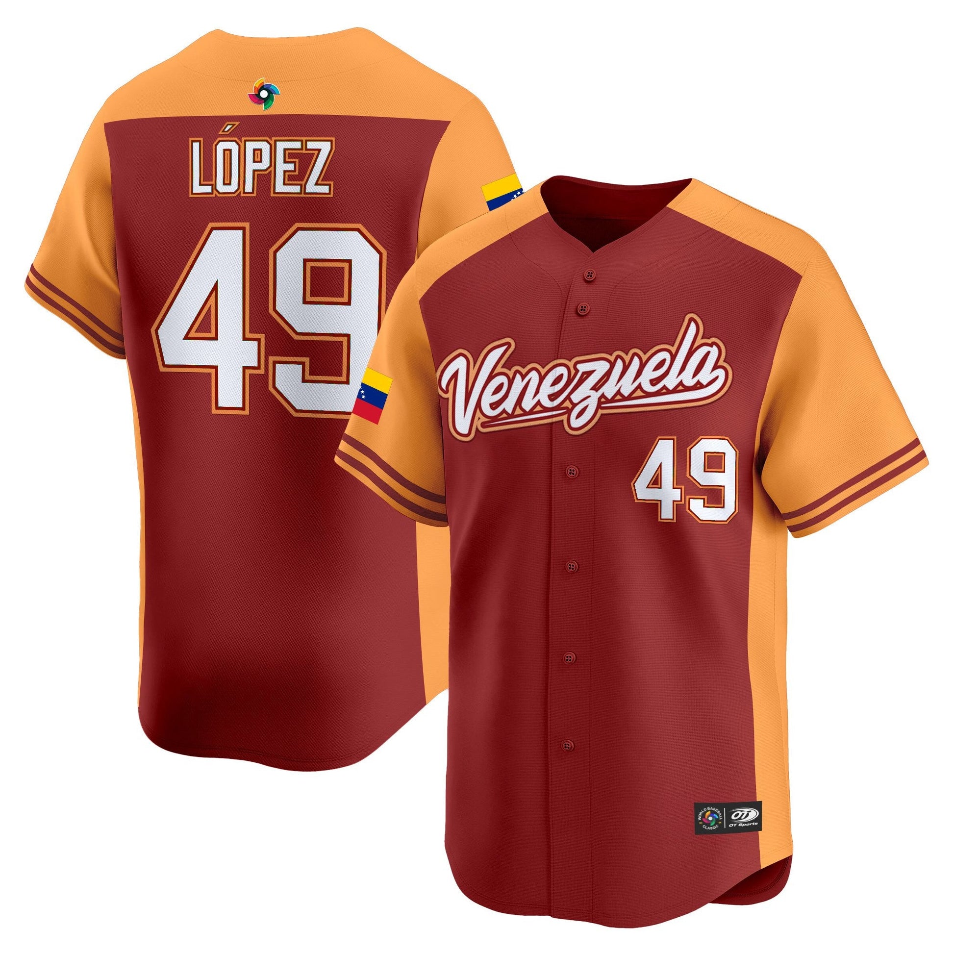 Men's Team Venezuela World Baseball Classic Vapor Premier Jersey - 2026 Roster - All Stitched