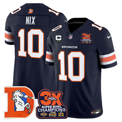 Men's Denver Broncos Throwback Vapor Limited Jersey - 3-Time Champions Patch - All Stitched