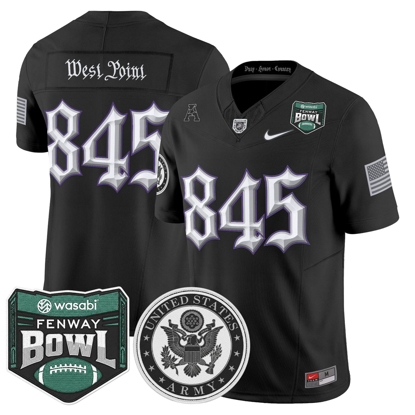 Men's Army Black Knights Honoring 250 Years Of Service And Sacrifice Vapor Limited Jersey - 2025 Fenway Bowl Patch - All Stitched