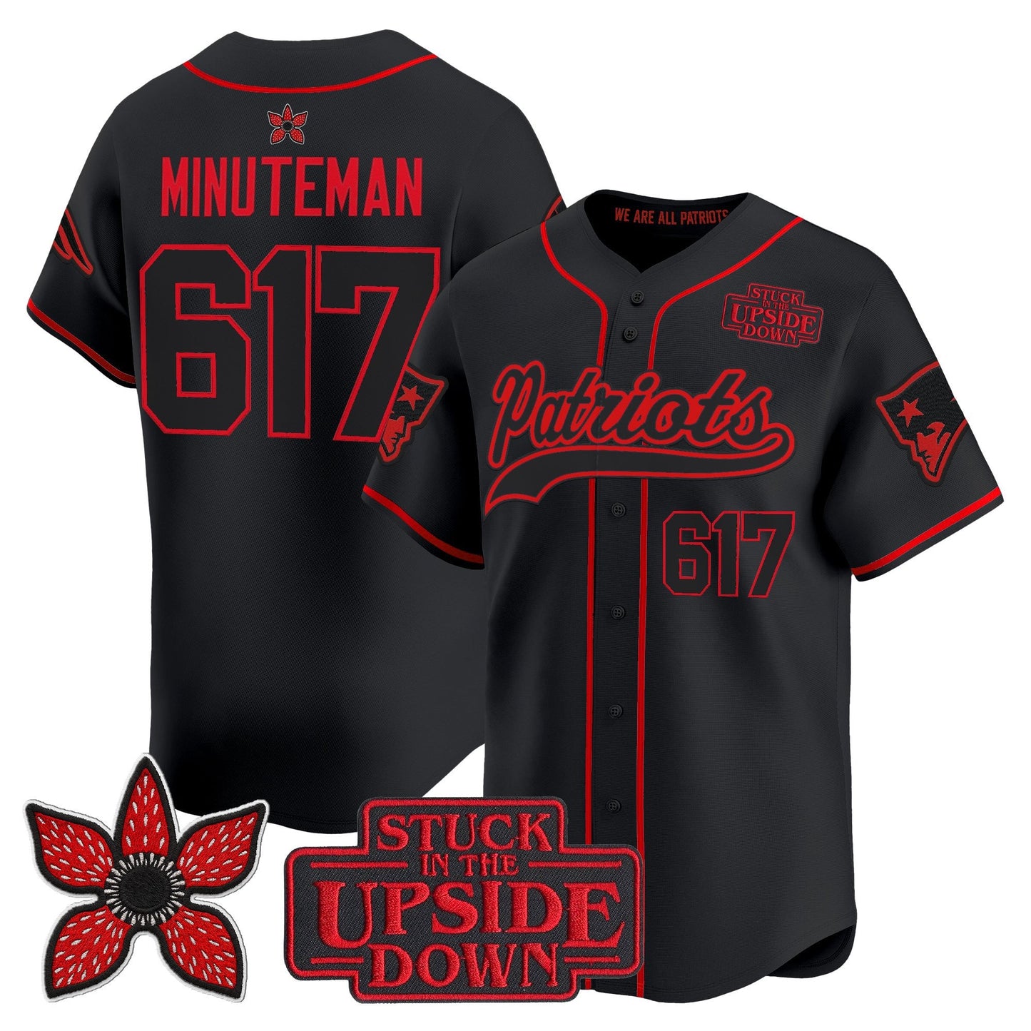 Men's New England Patriots 'Stranger Things Edition' Vapor Baseball Jersey - All Stitched