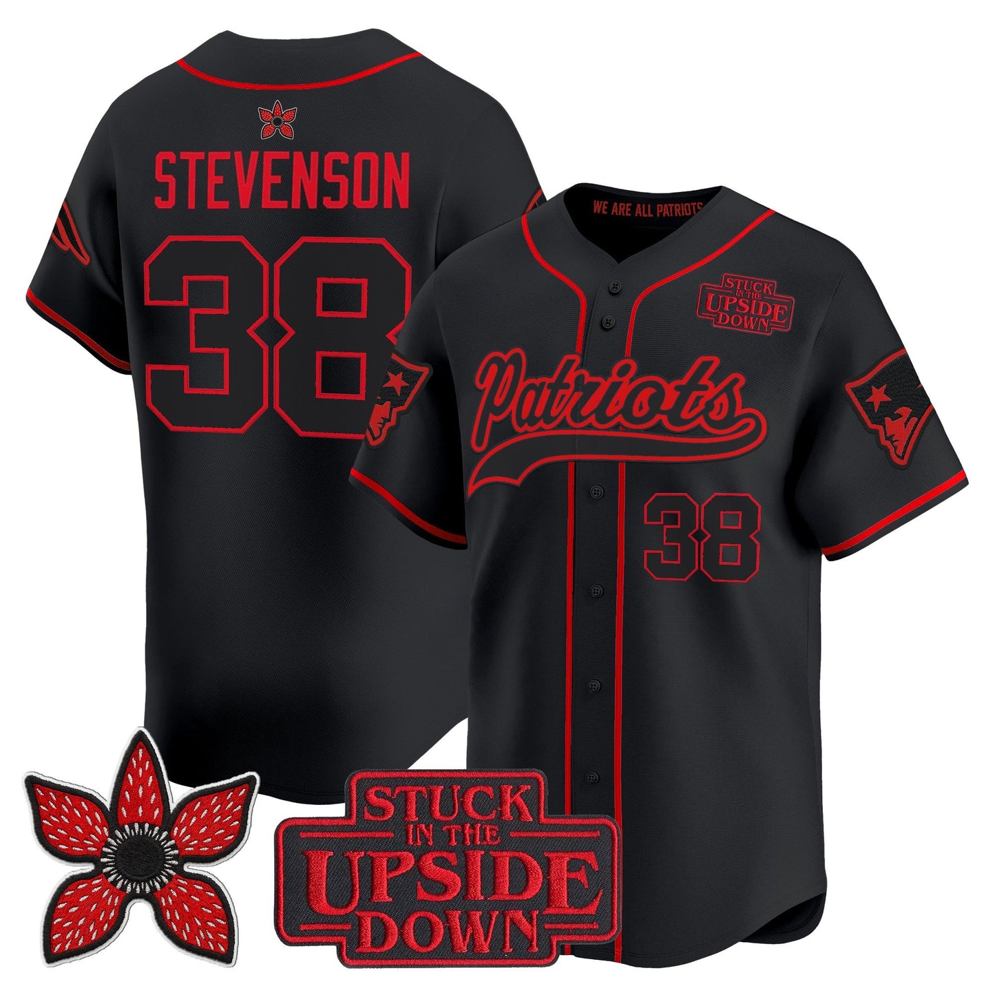 Men's New England Patriots 'Stranger Things Edition' Vapor Baseball Jersey - All Stitched