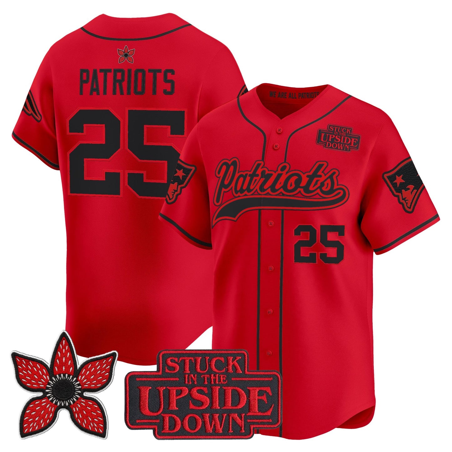 Men's New England Patriots 'Stranger Things Edition' Vapor Baseball Jersey - All Stitched