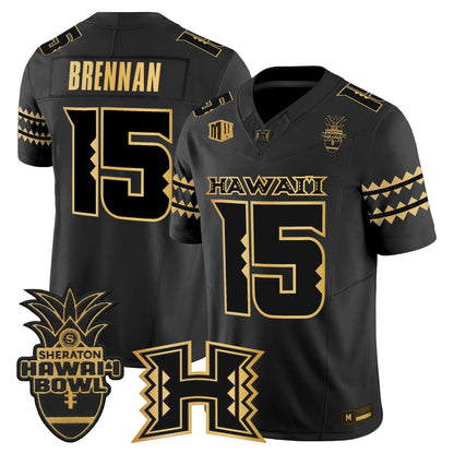 Men's Hawai'i Rainbow Warriors 2025 Hawai'i Bowl Gold Vapor Limited Jersey - All Stitched