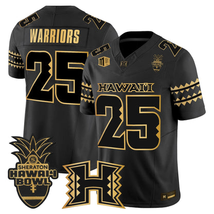 Men's Hawai'i Rainbow Warriors 2025 Hawai'i Bowl Gold Vapor Limited Jersey - All Stitched
