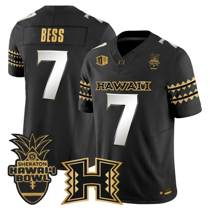 Men's Hawai'i Rainbow Warriors 2025 Hawai'i Bowl Gold Vapor Limited Jersey - All Stitched