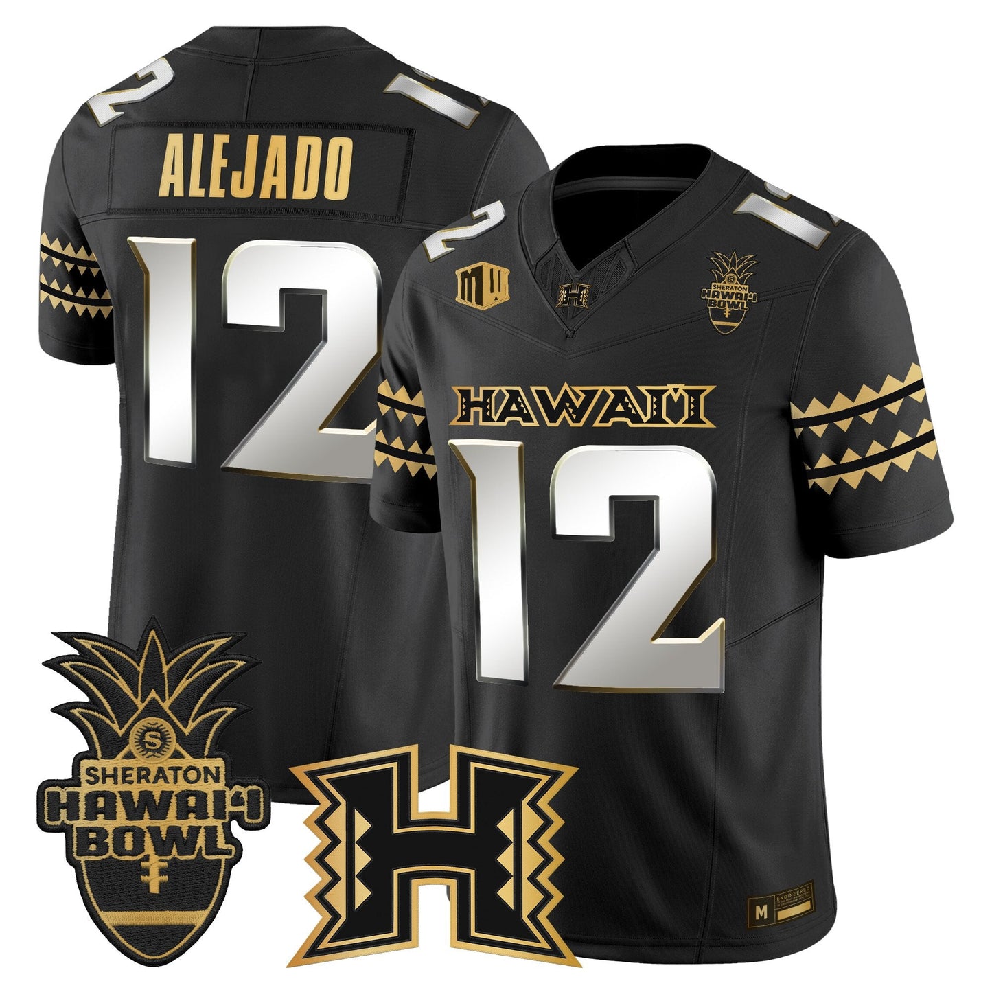 Men's Hawai'i Rainbow Warriors 2025 Hawai'i Bowl Gold Vapor Limited Jersey - All Stitched