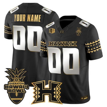 Hawai'i Rainbow Warriors 2025 Hawai'i Bowl Gold Vapor Limited Custom Jersey - All Stitched