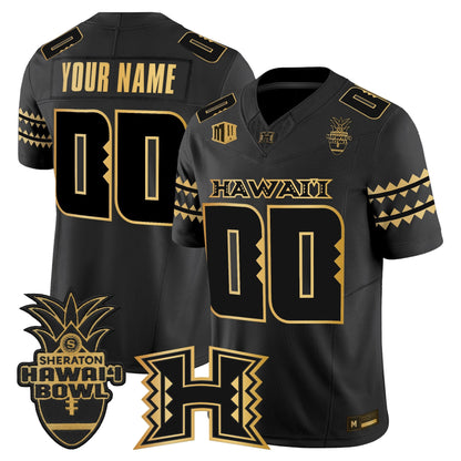 Hawai'i Rainbow Warriors 2025 Hawai'i Bowl Gold Vapor Limited Custom Jersey - All Stitched
