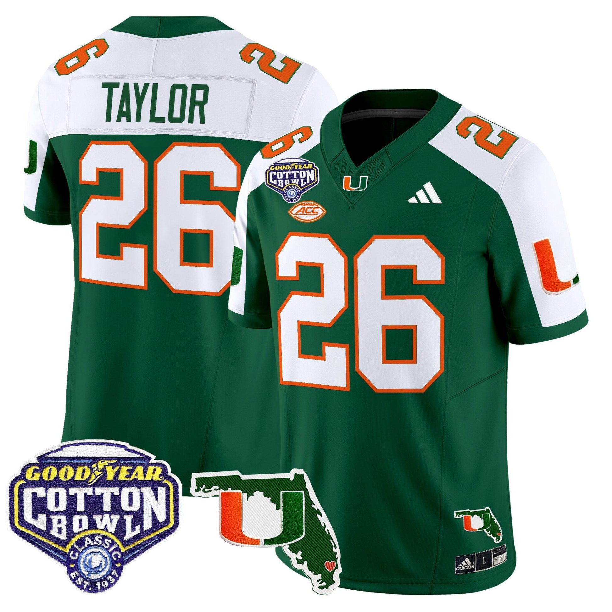 Men's Miami Hurricanes 2025 Cotton Bowl & Florida Patch Vapor Limited Jersey - All Stitched