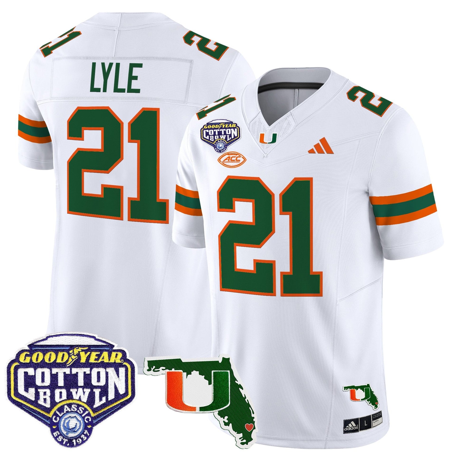 Men's Miami Hurricanes 2025 Cotton Bowl & Florida Patch Vapor Limited Jersey - All Stitched