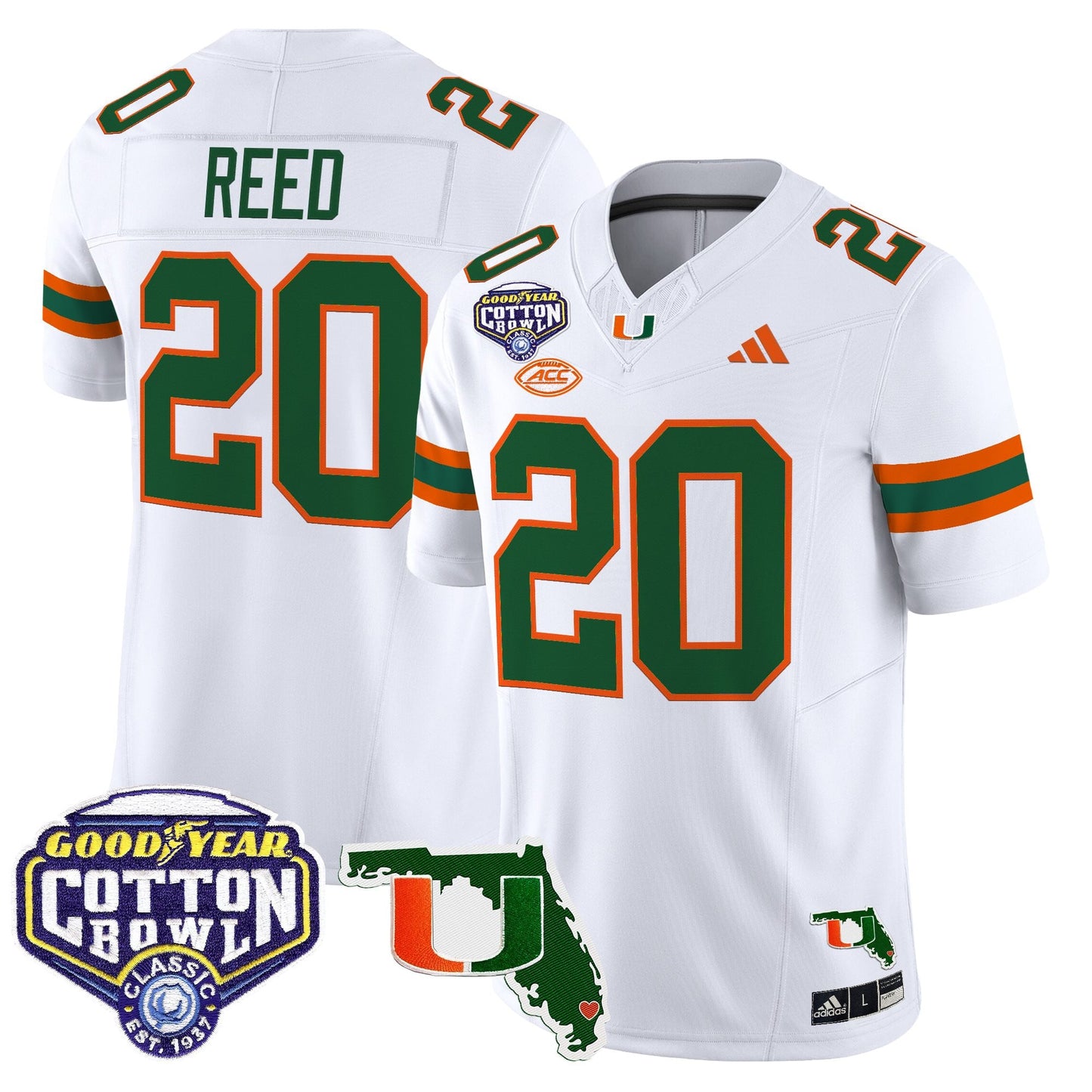 Men's Miami Hurricanes 2025 Cotton Bowl & Florida Patch Vapor Limited Jersey - All Stitched