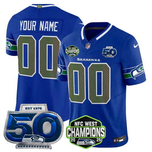 Custom SEA 2026 NFC West Champions Limited Jersey - 50th Season Patch - Stitched