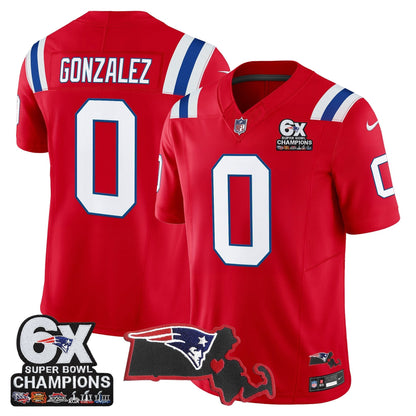 Men's New England Patriots 6-Time Champions & Massachusetts Patch Vapor Limited Jersey - All Stitched