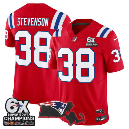 Men's New England Patriots 6-Time Champions & Massachusetts Patch Vapor Limited Jersey - All Stitched