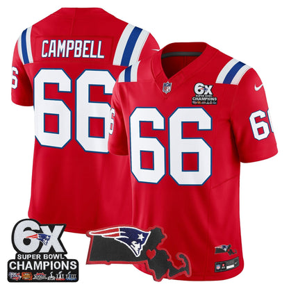 Men's New England Patriots 6-Time Champions & Massachusetts Patch Vapor Limited Jersey - All Stitched