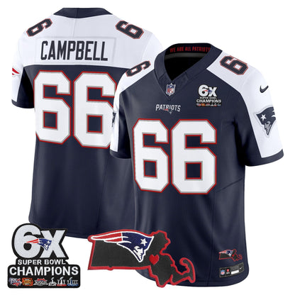 Men's New England Patriots 6-Time Champions & Massachusetts Patch Vapor Limited Jersey - All Stitched