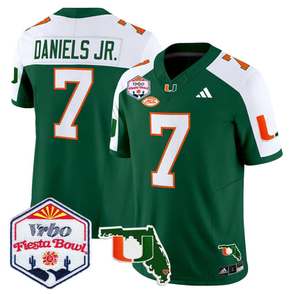 Men's Miami Hurricanes 2026 The Fiesta Bowl & Florida Patch Vapor Limited Jersey - All Stitched