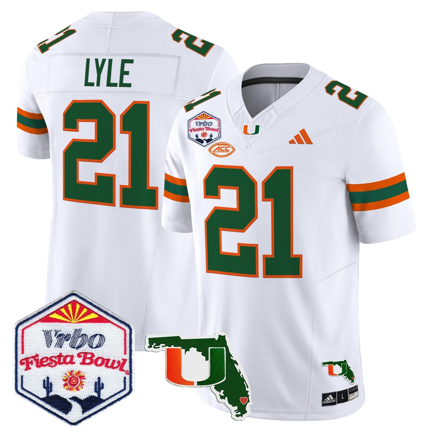 Men's Miami Hurricanes 2026 The Fiesta Bowl & Florida Patch Vapor Limited Jersey - All Stitched