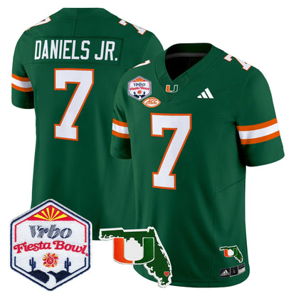 Men's Miami Hurricanes 2026 The Fiesta Bowl & Florida Patch Vapor Limited Jersey - All Stitched