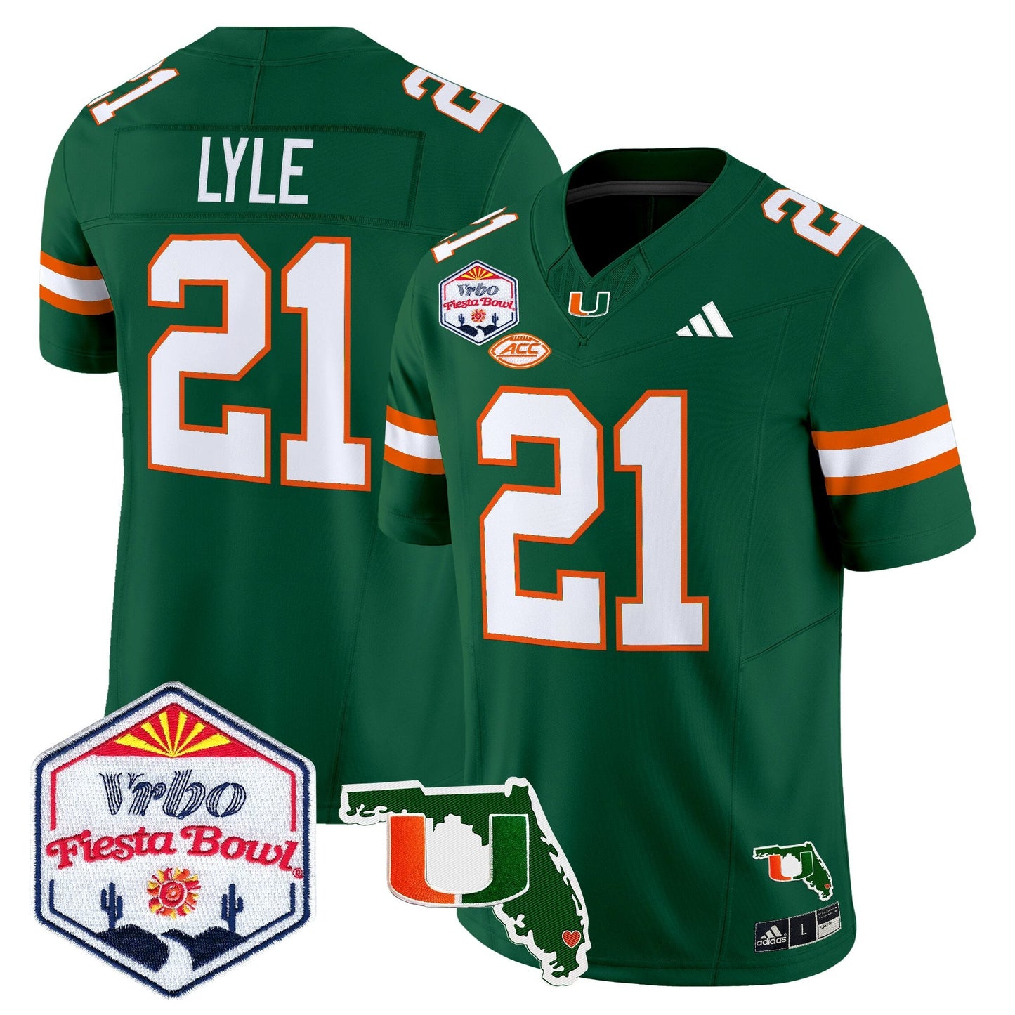 Men's Miami Hurricanes 2026 The Fiesta Bowl & Florida Patch Vapor Limited Jersey - All Stitched
