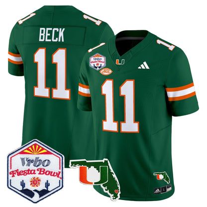 Men's Miami Hurricanes 2026 The Fiesta Bowl & Florida Patch Vapor Limited Jersey - All Stitched