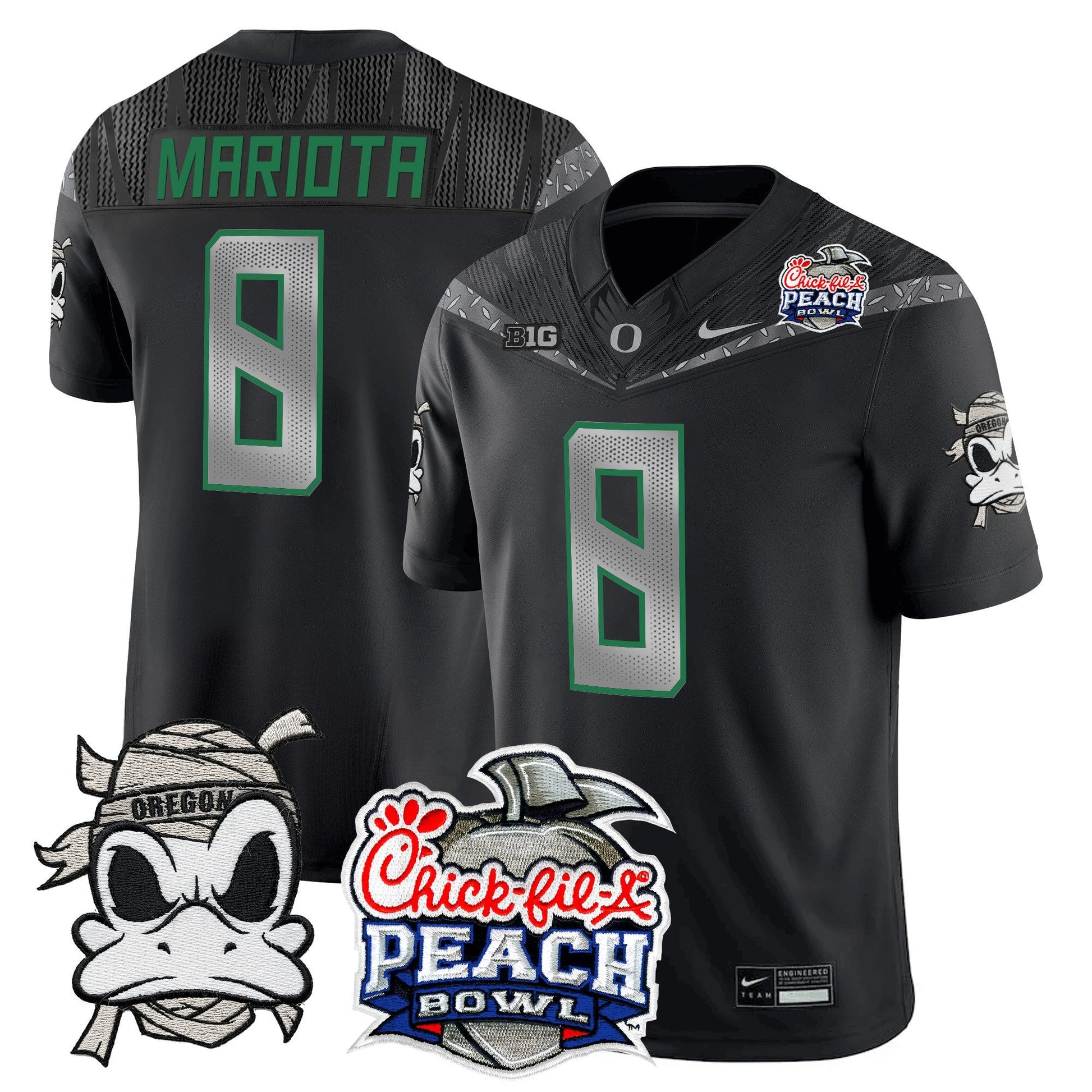 Men's Oregon Ducks "Mummy Duck" Vapor Limited Jersey - 2026 Peach Bowl Patch - All Stitched